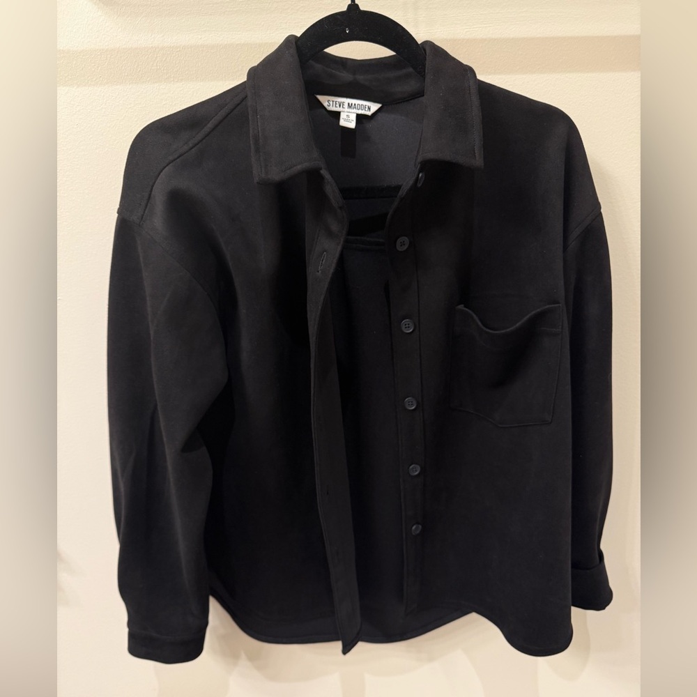 Steve Madden Black Button-Up Shirt Set With Mini Skirt